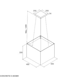 Malloca CONCRETE K-400BR - Máy Hút Mùi Đảo 40cm