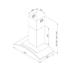 Kích thước của Máy Hút Mùi Kính Cong Áp Tường MALLOCA GAMA K3155.7 với 70cm