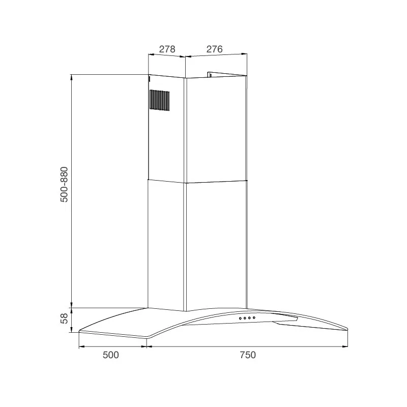 Malloca MC 750E - Máy Hút Mùi Áp Tường 75cm, Inox Kính Cong, Truyền Thống 7 Malloca MC 750E - Máy Hút Mùi Áp Tường 75cm