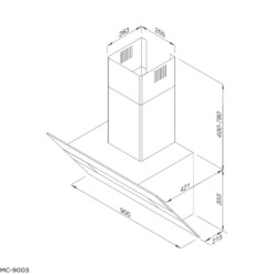 Kích thước Malloca MC-9003 - Máy Hút Mùi Áp Tường 90cm