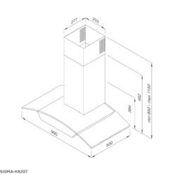 Kích thước Máy Hút Mùi Áp Tường Malloca SIGMA-K820T