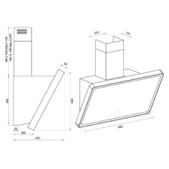 Kích thước kỹ thuật Malloca TIME K-153MB - Máy Hút Mùi Gắn Áp Tường 80cm