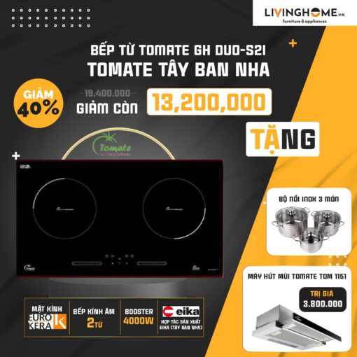 Combo Bếp Từ Tomate GH DUO-S2I Và Máy Hút Mùi Tomate TOM 1151