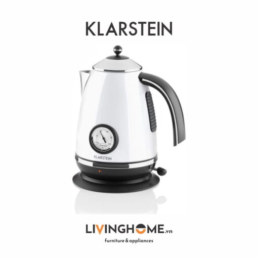 Ấm siêu tốc Klarstein KL-AQUAVITA White thiết kế kiểu dáng cổ điển với gam màu trắng thanh lịch