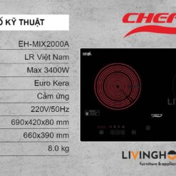 Bếp Điện Từ Chefs EH-MIX2000A 69CM 1 Điện 1 Từ Kính EuroKera 15 Bếp Điện Từ Chefs EH-MIX2000A 69CM 1 Điện 1 Từ Kính EuroKera