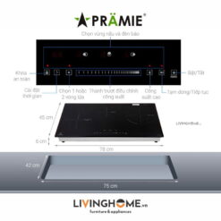 Bếp Điện Từ Pramie PRTH 3201 78CM 2 Từ 1 Điện Kính Ceramic