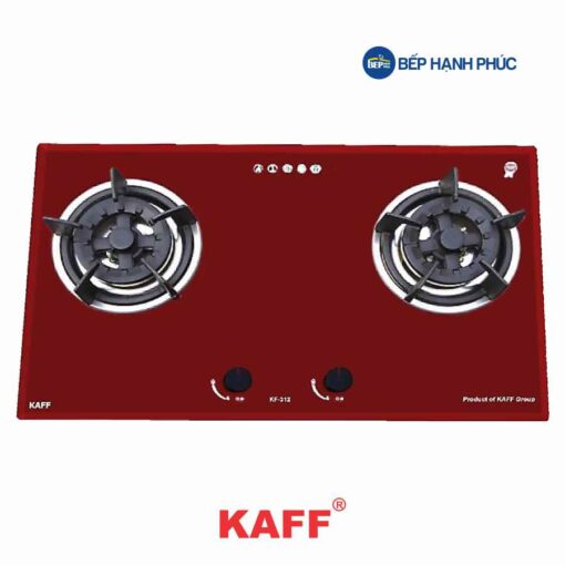 Bếp gas âm Kaff KF-312 - 2 vùng nấu 73cm kính đỏ bordeaux