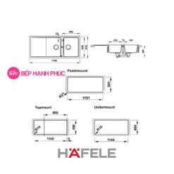 Alternative view of Chậu đá Hafele HS20-GKD2S80 - 2 hố chậu