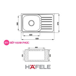 Chậu rửa Hafele Inox HS19-SSD1R60 - 1 hộc rửa có bàn ráo nước 5 Chậu rửa Hafele Inox HS19-SSD1R60 - 1 hộc rửa có bàn ráo nước