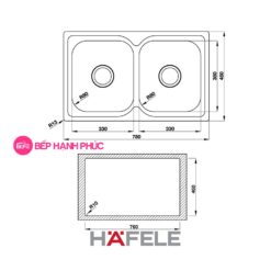 Chậu rửa Hafele Inox HS19-SSN2R90 - 2 hộc rửa 5 Chậu rửa Hafele Inox HS19-SSN2R90 - 2 hộc rửa