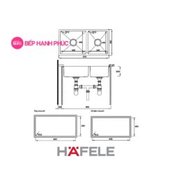 Chậu rửa Hafele Inox HS19-SSN2S90L - 2 hộc rửa 5 Chậu rửa Hafele Inox HS19-SSN2S90L - 2 hộc rửa
