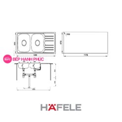 Alternative view of Chậu rửa Hafele Inox HS20-SSD2R90 - 2 hộc rửa 1 bàn chờ