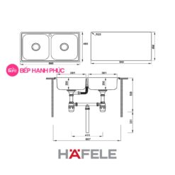 Alternative view of Chậu rửa Hafele Inox HS20-SSN2R90M - 2 hộc rửa