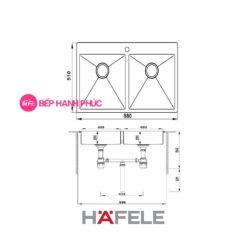 Chậu rửa Hafele Inox HS20-SSN2S90 - 2 hộc rửa 7 Chậu rửa Hafele Inox HS20-SSN2S90 - 2 hộc rửa