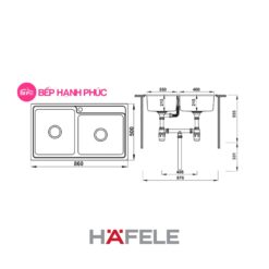 Chậu rửa Hafele Inox HS20-SSN2S90L - 2 hộc rửa 4 Chậu rửa Hafele Inox HS20-SSN2S90L - 2 hộc rửa