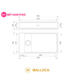 Chậu rửa Malloca MYST K83S - MYST K83L 21 Chậu rửa Malloca MYST K83S - MYST K83L