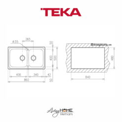 Chậu rửa Teka CLASSIC 2B 86 lắp nổi 2 hộc rửa 86cm 13 Chậu rửa Teka CLASSIC 2B 86 lắp nổi 2 hộc rửa 86cm
