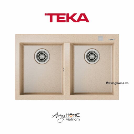 Chậu rửa Teka FORSQUARE 2B 790 Be lắp nổi đá thạch anh màu beige 79cm