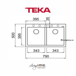 Chậu rửa Teka FORSQUARE 2B 790 Bl lắp nổi đá thạch anh màu đen 79cm 7 Chậu rửa Teka FORSQUARE 2B 790 Bl lắp nổi đá thạch anh màu đen 79cm