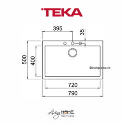 Chậu rửa Teka FORSQUARE 72-40 TG Bl lắp nổi đá thạch anh màu đen 79cm 7 Chậu rửa Teka FORSQUARE 72-40 TG Bl lắp nổi đá thạch anh màu đen 79cm