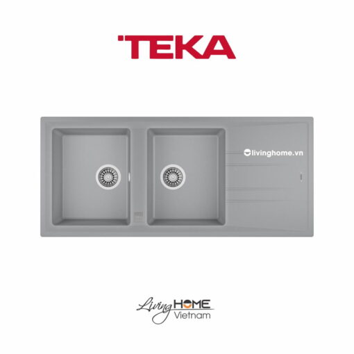 Chậu rửa Teka STONE 80 B-TG 2B 1D Gr lắp nổi đá thạch anh màu xám