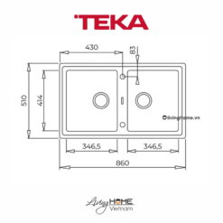 Chậu rửa Teka STONE 90 B-TG 2B Dg lắp nổi đá thạch anh màu Darkgrey 7 Chậu rửa Teka STONE 90 B-TG 2B Dg lắp nổi đá thạch anh màu Darkgrey