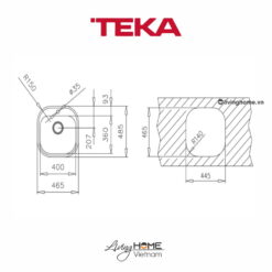 Chậu rửa Teka STYLO 1B lắp nổi 1 hộc rửa 46cm 11 Chậu rửa Teka STYLO 1B lắp nổi 1 hộc rửa 46cm