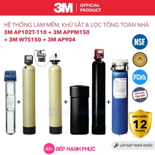 Combo máy lọc khử sắt và làm mềm nước tổng đầu nguồn - Nhập khẩu Mỹ