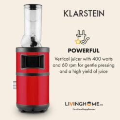 Máy ép chậm Klarstein KL-400W Red thiết kế vỏ thép không gỉ màu đỏ siêu bền 10 Máy ép chậm Klarstein KL-400W Red thiết kế vỏ thép không gỉ màu đỏ siêu bền