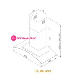 Alternative view of Máy hút mùi Malloca GAMA K3155.9 - Áp tường 90cm inox kính cong cảm ứng