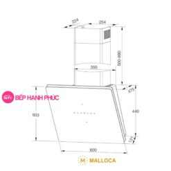 Alternative view of Máy hút mùi Malloca MC 60GT-B - Áp tường 60cm mặt vát kính đen