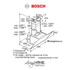 Máy hút mùi Bosch DWK67CM60B - Kính nghiêng 58dB 60cm 22 Máy hút mùi Bosch DWK67CM60B - Kính nghiêng 58dB 60cm