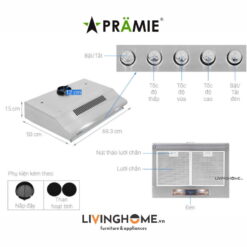 Máy hút mùi Pramie CL9S 700 cổ điển thiết kế kim loại sang trọng