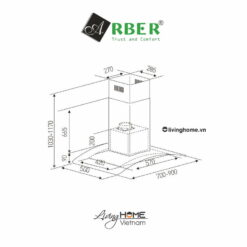 Máy hút mùi Arber ABTM01 inox sang trọng 70cm 5 Máy hút mùi Arber ABTM01 inox sang trọng 70cm