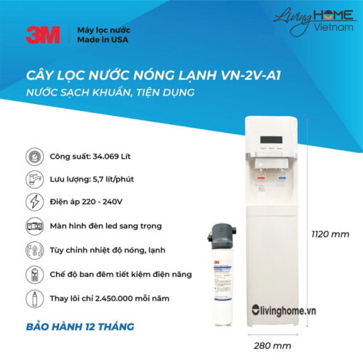 Máy lọc nước nóng lạnh 3M VN 2V A1 34.000 Lít nhập khẩu Mỹ