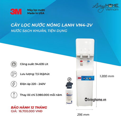 Máy lọc nước nóng lạnh 3M VN4 2V 94 lít nhập khẩu Mỹ