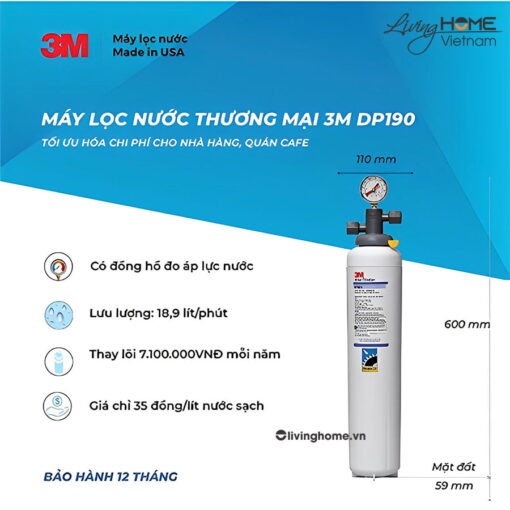 Máy lọc nước thương mại 3M ICE190S công suất lớn nhập khẩu Mỹ