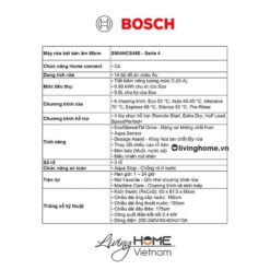 Máy rửa chén Bosch SMI4HCS48E - Bán âm 60cm 14 bộ 17 Máy rửa chén Bosch SMI4HCS48E - Bán âm 60cm 14 bộ