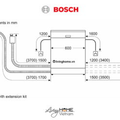 Máy rửa chén Bosch SMS4HCI48E- Độc lập 60 cm 14 bộ
