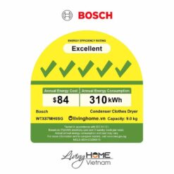 Máy sấy Bosch WTX87MH0SG - Tụ hơi với bơm nhiệt 14 chương trình kết nối Home Connect 9KG 19 Máy sấy Bosch WTX87MH0SG - Tụ hơi với bơm nhiệt 14 chương trình kết nối Home Connect 9KG