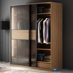 Alternative view of Tủ quần áo cửa kéo kính Melamine vân gỗ TQA-KD-21