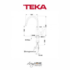Vòi rửa chén Teka MTP 938 dây rút màu chrome tinh tế 6 Vòi rửa chén Teka MTP 938 dây rút màu chrome tinh tế