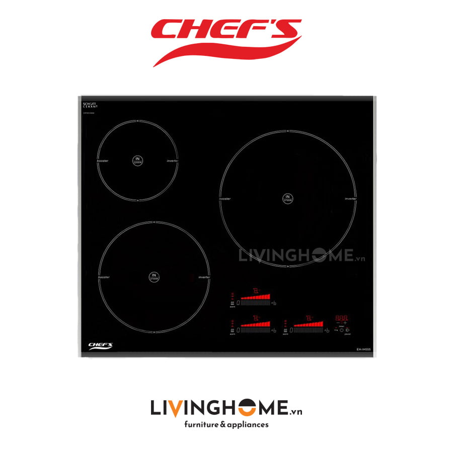 Bếp từ Chefs EH-IH555 3 vùng nấu thông minh tiết kiệm 3 Bếp từ Chefs EH-IH555 3 vùng nấu thông minh tiết kiệm