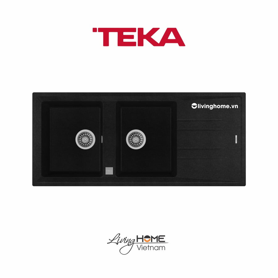 Chậu rửa Teka STONE 80 B-TG 2B 1D Bl lắp nổi đá thạch anh màu đen 3 Chậu rửa Teka STONE 80 B-TG 2B 1D Bl lắp nổi đá thạch anh màu đen