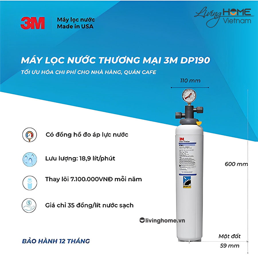 Máy lọc nước thương mại 3M ICE190S công suất lớn nhập khẩu Mỹ 3 Máy lọc nước thương mại 3M ICE190S công suất lớn nhập khẩu Mỹ