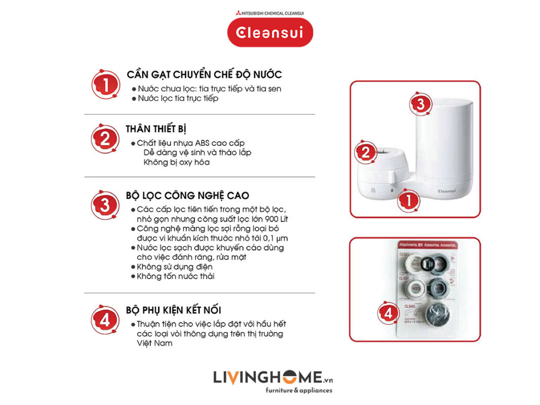 Máy lọc nước lắp tại vòi Cleansui EF401 nhập khẩu Nhật