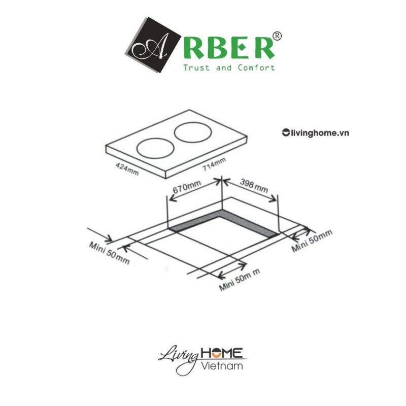 Bếp điện từ Arber AB385 mặt kính ceramic chịu nhiệt