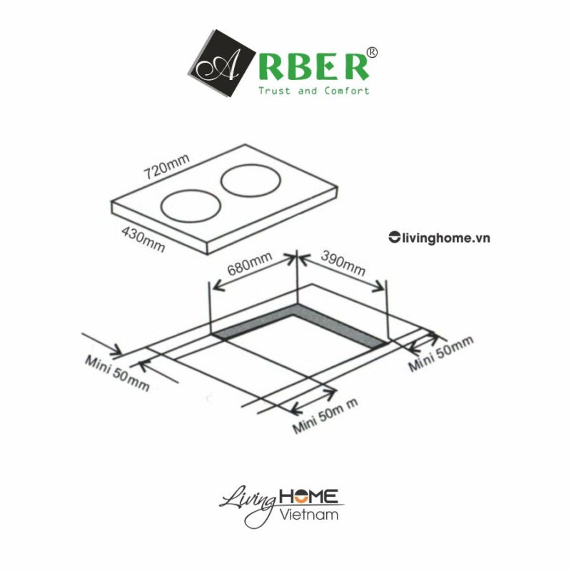 Bếp từ Arber AB668 mặt kính Kanger chịu nhiệt bo viền nhôm 6 Bếp từ Arber AB668 mặt kính Kanger chịu nhiệt bo viền nhôm
