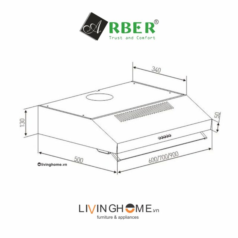 Máy hút mùi Arber AB700AI 70cm âm tủ nhỏ gọn 6 Máy hút mùi Arber AB700AI 70cm âm tủ nhỏ gọn