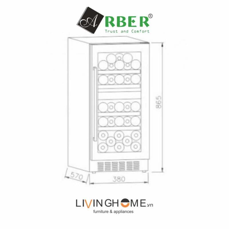 Tủ rượu Arber ABTRV88L dung tích 88L 5 tầng